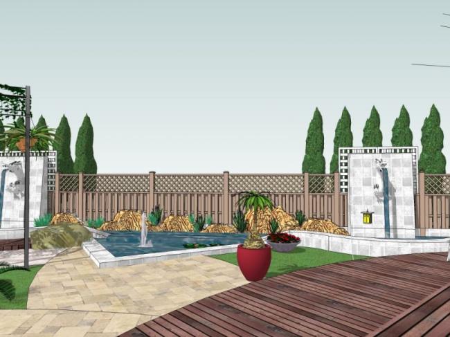Modern Courtyard and Garden Landscape Models in SketchUp