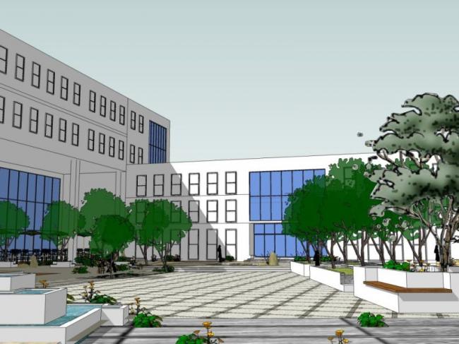 Modern Office Landscape Design | SketchUp Model Preview
