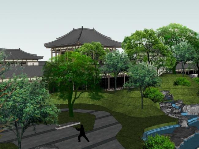 Chinese-Style Garden Landscape Model in SketchUp
