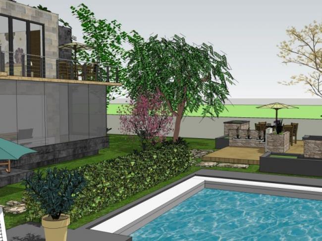 SketchUp Landscape Designs: Modern Villa and Courtyard Models