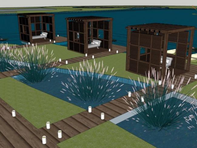 Modern Clubhouse Landscape Design in SketchUp Model