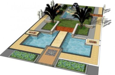 Classical Style Central Courtyard Landscape Model in SketchUp-BIM WORLD