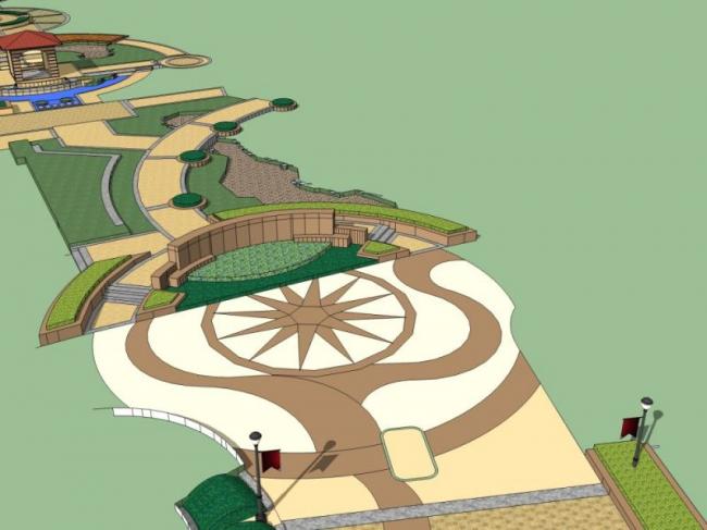 Classical Square Landscape Design in SketchUp