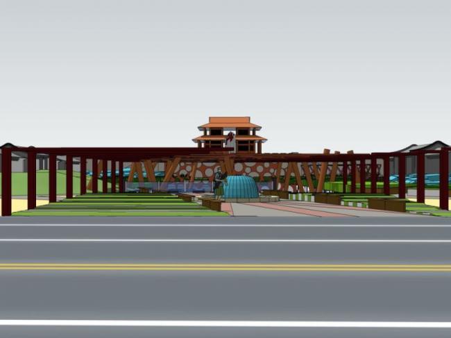 Modern Square Landscape Design in SketchUp