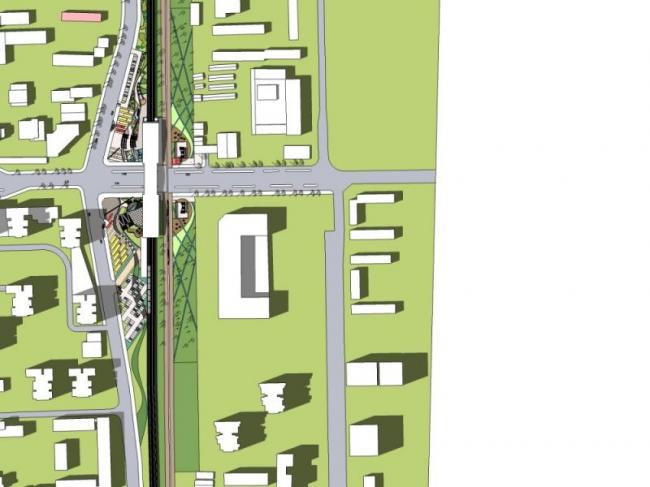 Modern Railway Station Square Landscape Design in SketchUp
