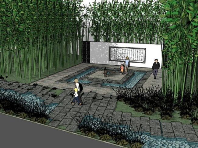 SketchUp Landscape Model: Small Garden Design in Modern Chinese Style