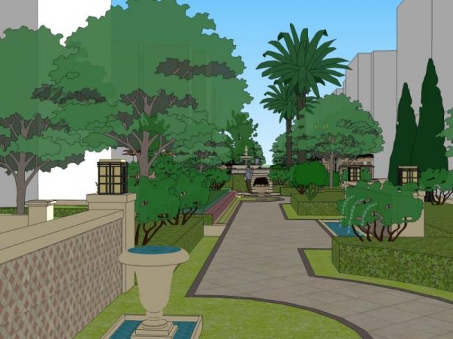 Classical Style Pool Landscape Design in SketchUp