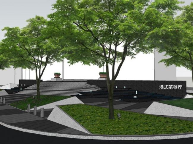 Modern Square Landscape Design in SketchUp