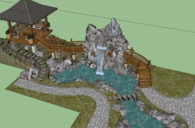 SketchUp Landscape Model: Chinese Garden Design in Traditional Style-BIM WORLD