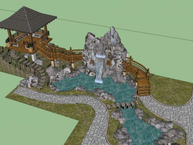 SketchUp Landscape Model: Chinese Garden Design in Traditional Style