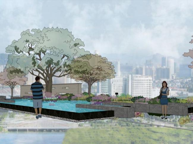 Modern Square Landscape Design in SketchUp Model