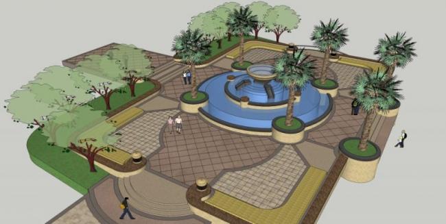 Modern Square Landscape Design in SketchUp