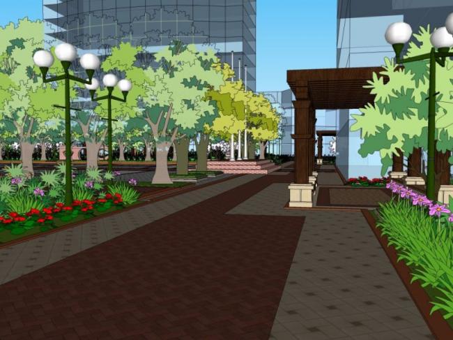 Modern Office Landscape Design in SketchUp