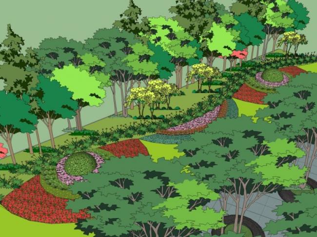 Modern Square Landscape Design in SketchUp