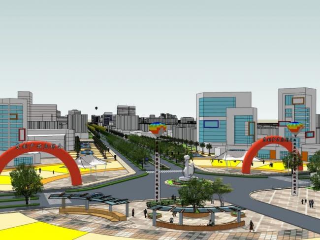 SketchUp Landscape Model: Modern Urban Avenue, Road, and Street Design