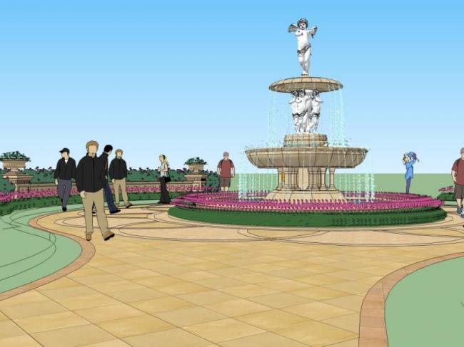 Classical Square Landscape Design in SketchUp
