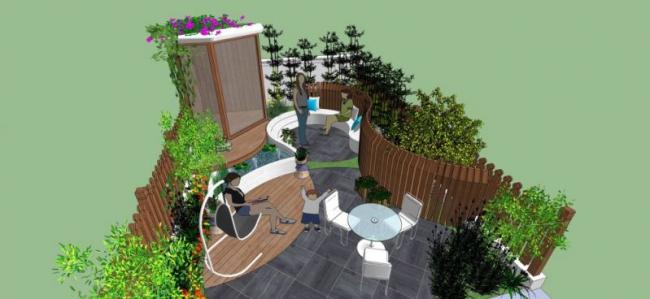 Modern Villa Courtyard Landscape Model in SketchUp