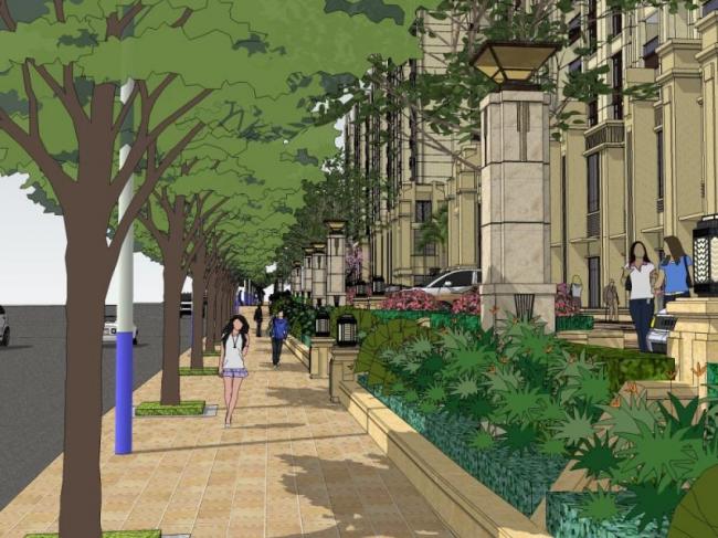 SketchUp Landscape Designs: Commercial Streets, Residential Areas, and Classical Styles