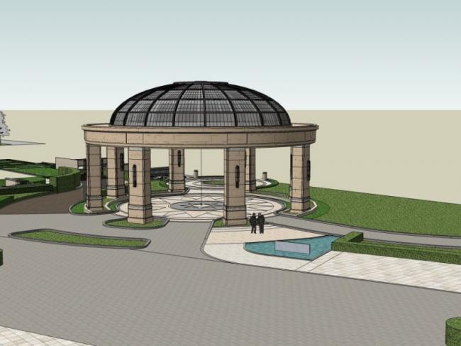 SketchUp Landscape Model: European Classical Pavilion Design