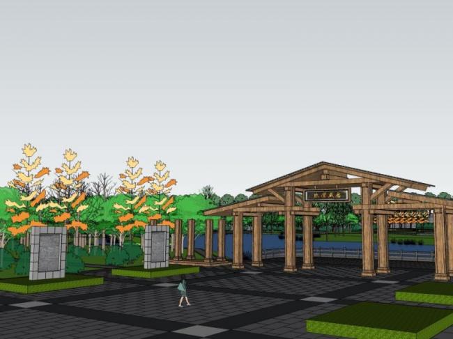 SketchUp Landscape Model: Chinese-Style Park Design