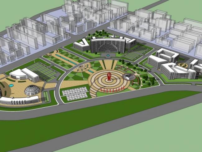 Modern Square Landscape Design in SketchUp