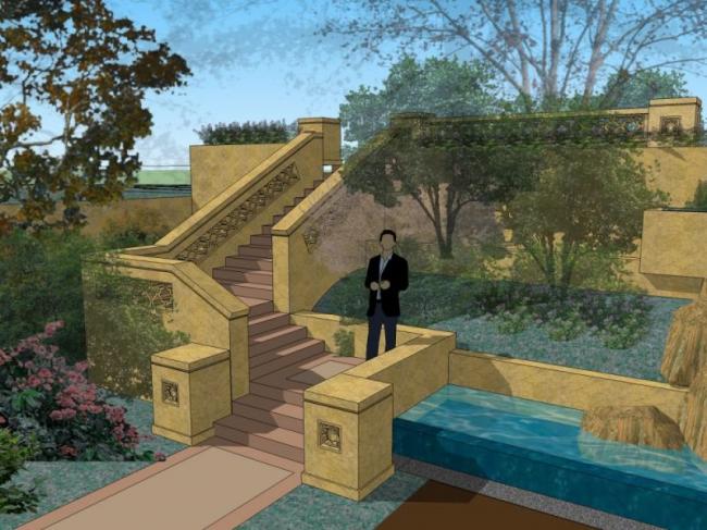 Classical Waterfront Landscape Design in SketchUp