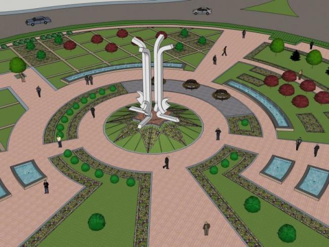 Modern Square Landscape Design in SketchUp