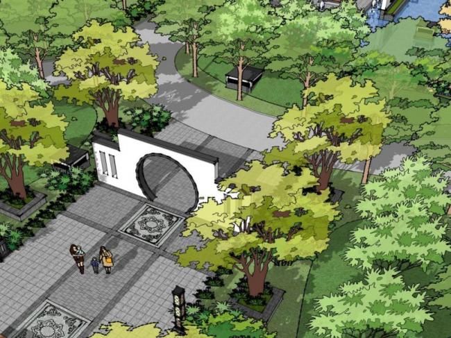 SketchUp Landscape Design for Residential Communities with Chinese Style Elements