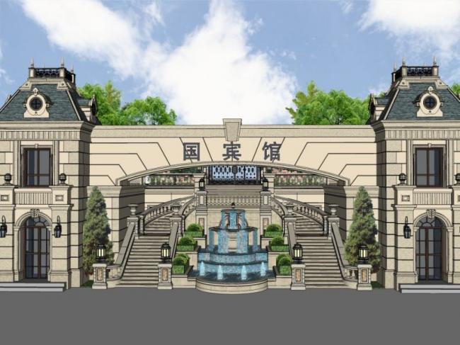 SketchUp Landscape Design | Classical-Style Commercial Entrance