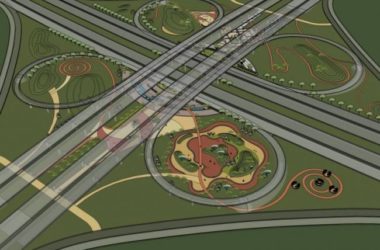 Modern Park Landscape Model Beneath an Overpass in SketchUp-BIM WORLD