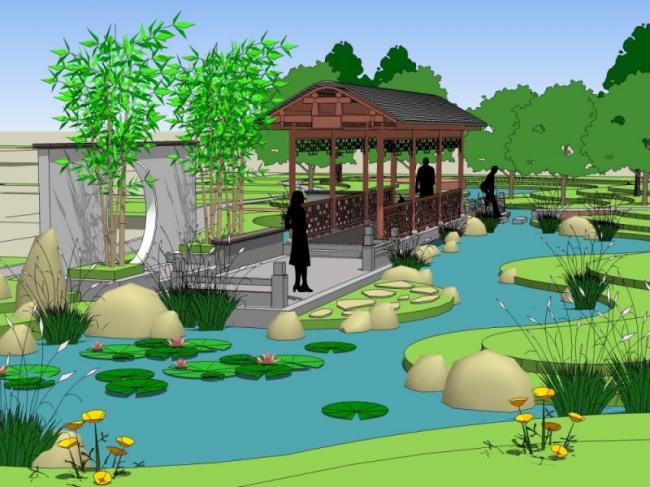 SketchUp Garden Landscape Model in Traditional Chinese Style