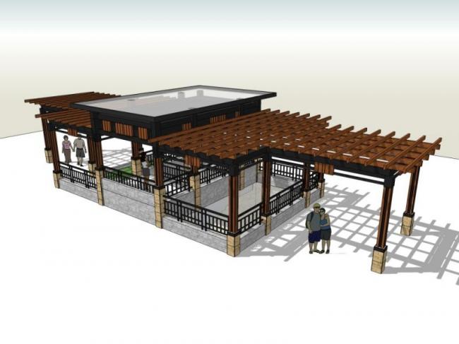 SketchUp Landscape Model: Corridor Garden Inspired by Chinese Design