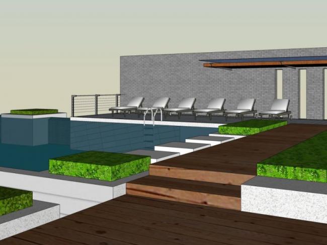 Modern Pool Landscape Design in SketchUp