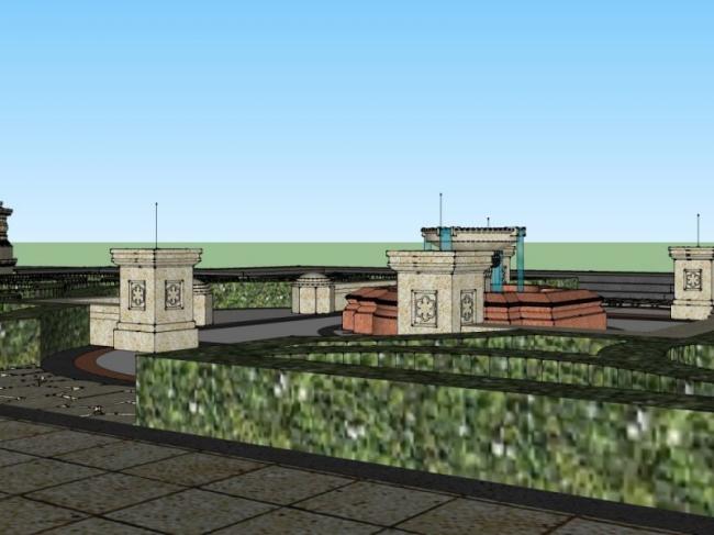 SketchUp Landscape Model: European-Style Classical Square Design