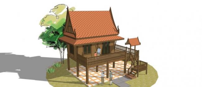 SketchUp Residential Model: Classical Style Cabin Design