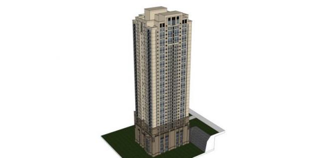 SketchUp Model of a Modern Super High-Rise Office Building