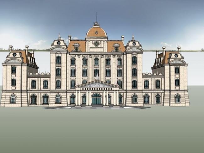 Classical Multi-Story Hotel Model in SketchUp