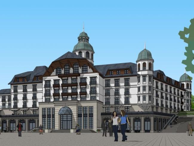 Classical Multi-Story Hotel Model in SketchUp