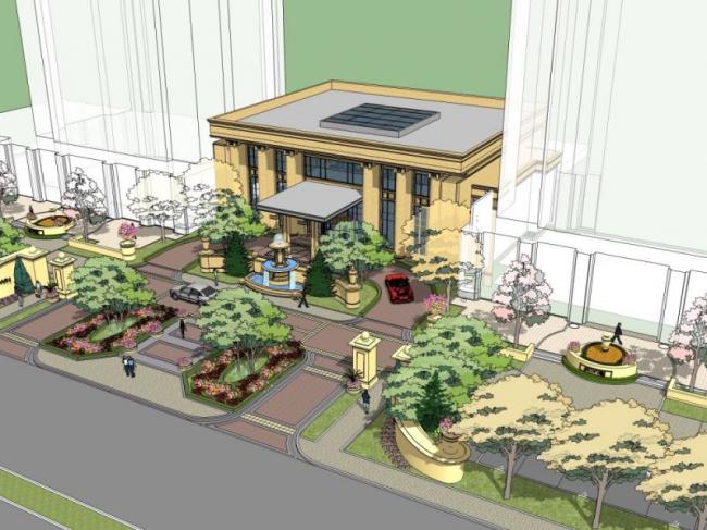 European-Style Residential Community Entrance Model in SketchUp