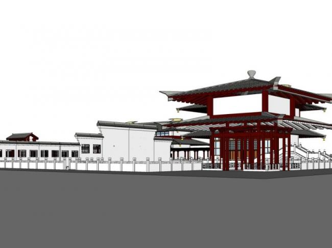 SketchUp Residential Model Featuring a Chinese-Style Courtyard