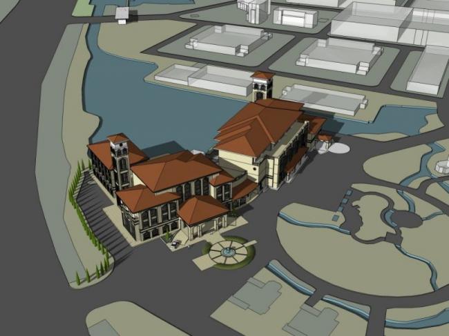 SketchUp Business Model: Multi-Story Mediterranean Classical Clubhouse Design