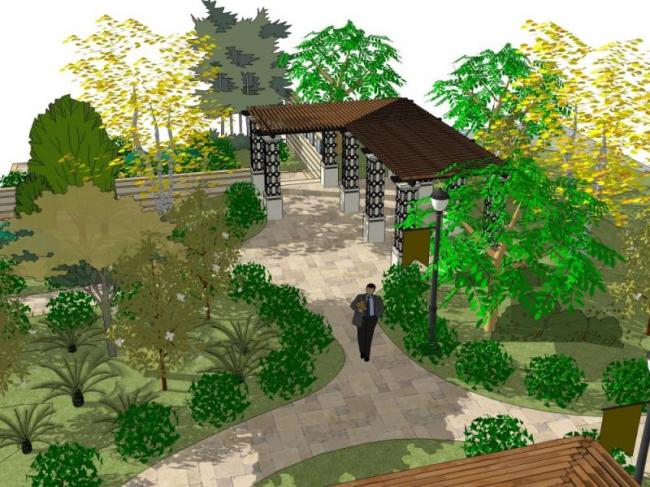 European-Style Pavilion Landscape Model in SketchUp