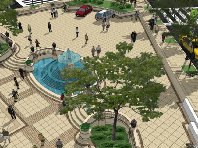 SketchUp Landscape Model: Commercial and Classical Design Styles