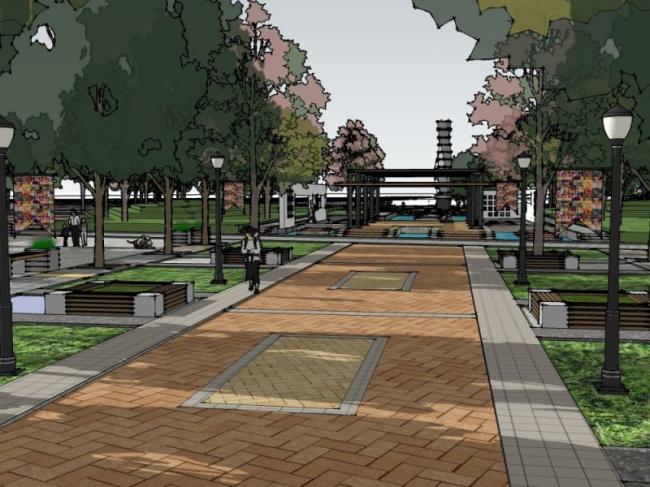 Modern Entrance Square Landscape Model in SketchUp