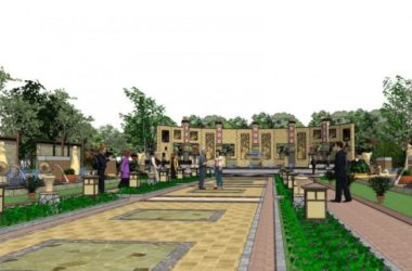 SketchUp Landscape Model: Square Garden with Chinese Style Design-BIM WORLD