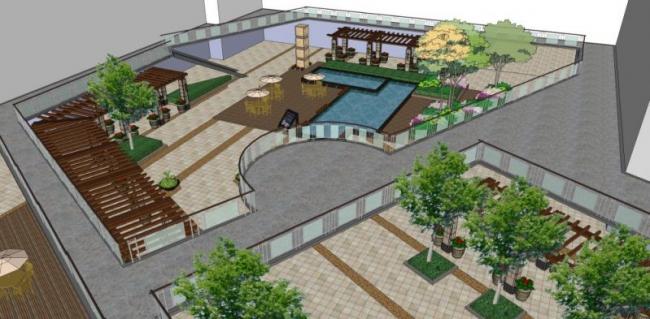 Modern Commercial Landscape Design in SketchUp