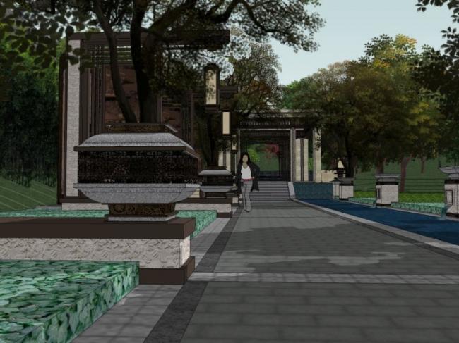 Classical Courtyard Landscape Model in SketchUp