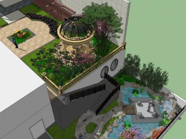 Classical Courtyard Landscape Design in SketchUp