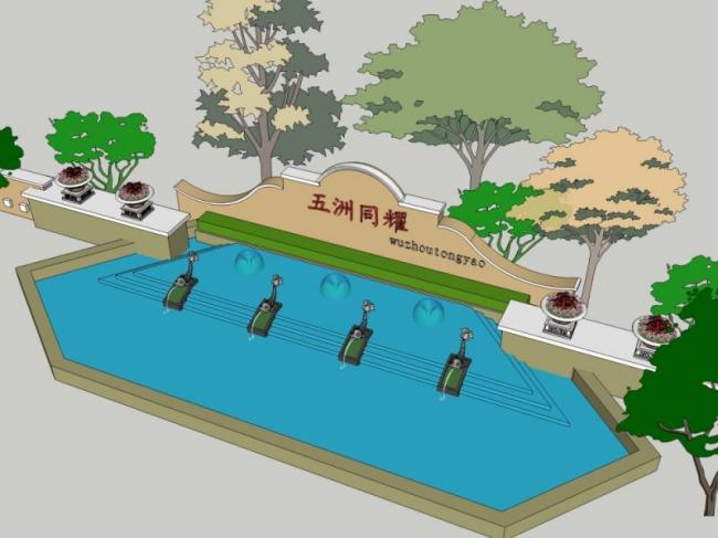 SketchUp Landscape Design: Spanish and Classic Style Community Entrance