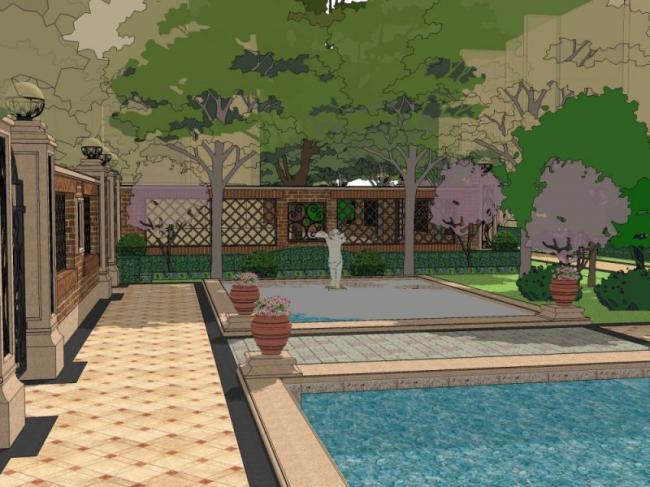 SketchUp Landscape Models: Community, Residential, and Classical Styles